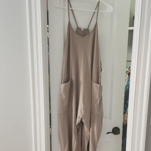 Free People Movement Hot Shot Taupe Jumpsuit with Pockets
